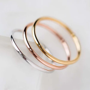 Nsa Silver Gümüş Sade Minimal Yüzük Alyans 925 Ayar 3 Renk Rose Gold Gümüş Renk