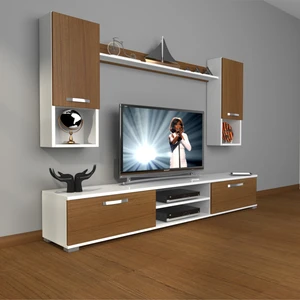 Eko 5da Mdf DVD Tv Ünitesi Tv Sehpası Beyaz Ceviz