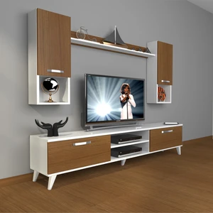 Eko 5da Mdf DVD Retro Tv Ünitesi Tv Sehpası Beyaz Ceviz