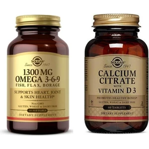 Efa 1300 Mg Omega 3-6-9 60 Softgel+Solgar Calcium Citrate With Vitamin D 3 60 Tablet