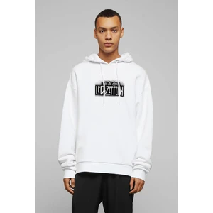LED Zeppelin Baskılı Beyaz Erkek Örme Kapşonlu Sweatshirt Uzun Kol