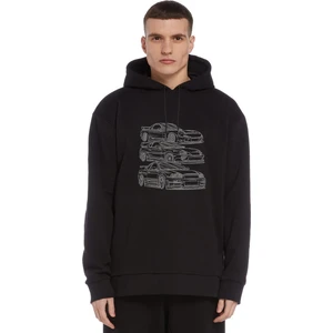 Legendary Jdm Crew Nissan Skyline R34 Baskılı Siyah Erkek Örme Kapşonlu Sweatshirt Uzun Kol
