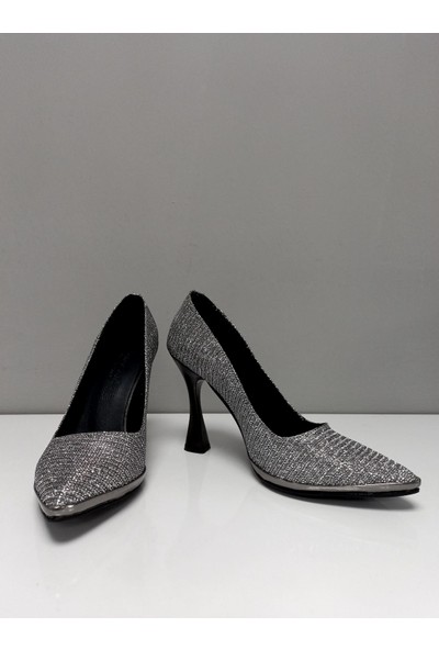 Set Ayakkabı Setayakkabı Gümüş Simli Platform Topuklu Kadın Ayakkabı