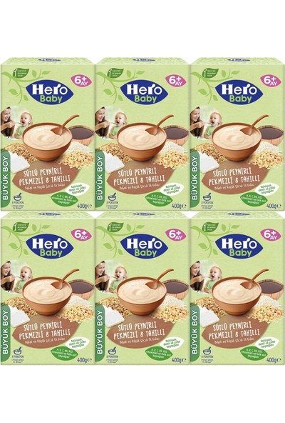 Hero Baby 400GR Sütlü Peynirli Pekmezli 8 Tahıllı 6 Lı Set Kaşık Maması