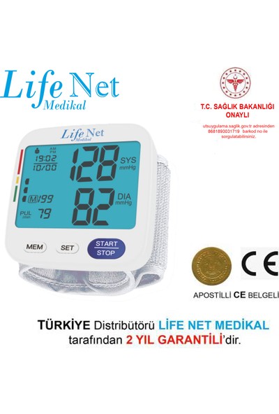 Life Net Medikal Elektronik Bilekten Tansiyon Aleti U62I