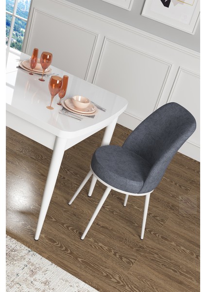 Concept Canisa Zen Serisi Mdf Açılabilir Beyaz Mutfak Masası Takımı+6 Füme Sandalye fiyatları