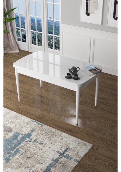 Concept Canisa Zen Serisi Mdf Açılabilir Beyaz Mutfak Masası Takımı+6 Füme Sandalye fırsatları