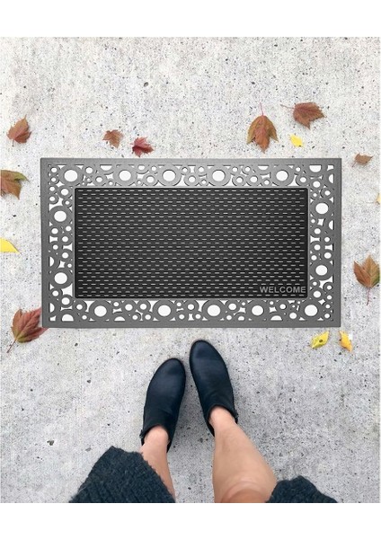 Dekoratif Gri Kapı Önü Paspası 45 x 75 cm.