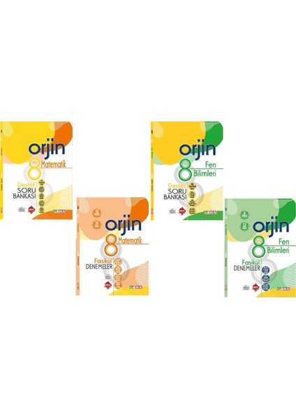 Orjin 8. Sınıf Matematik Fen Bilimleri Destek Soru + Deneme Seti Yeni 2022