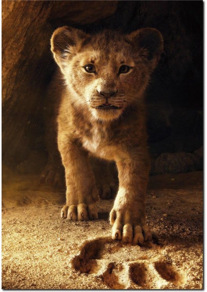 Cakatablo Ahşap Tablo Aslan Kral Küçük Simba ve Büyük Pati Izi