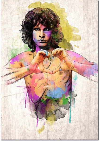 Cakatablo Ahşap Tablo Jim Morrison Kalp Figürü Görseli