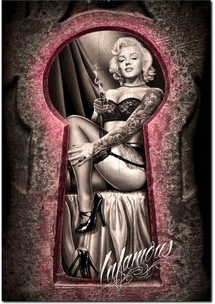 Cakatablo Ahşap Tablo Marilyn Monroe Anahtar Kapı Görseli