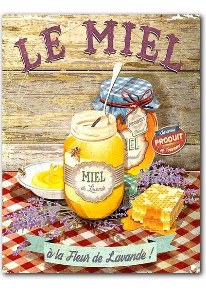 Cakatablo Ahşap Tablo Bal ve Arılar Ahşap Zeminde Afişi Görseli