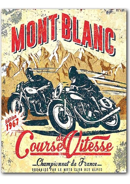 Cakatablo Ahşap Tablo Mont Blanc Motorsiklet Hız Yarışı Görseli