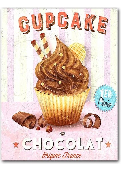 Cakatablo Ahşap Tablo Çikolatalı Cupcake Afişi Görseli