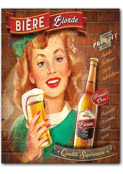 Cakatablo Ahşap Tablo Blonde Bira Afişi Görseli
