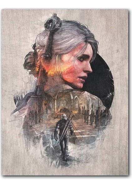 Cakatablo Ahşap Tablo Eski Witcher 3 Steelbook Art Görseli