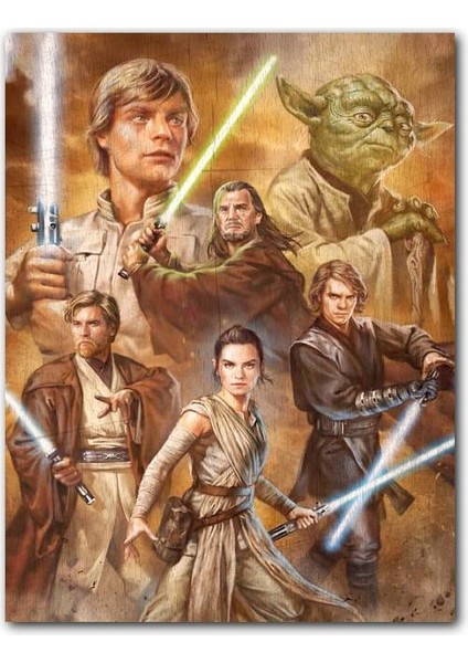 Cakatablo Ahşap Tablo Eski Star Wars Jedilar Görseli