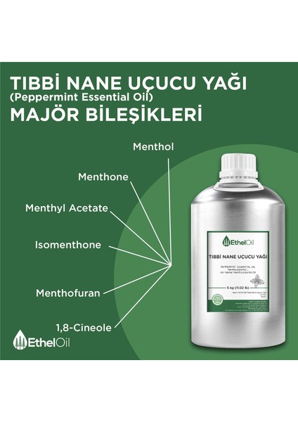 Nane (Tıbbi) Uçucu Yağı - Etheloil - 5 KG - Saf ve Doğal Uçucu Yağ - Üretici Firma