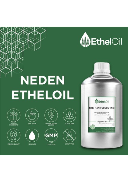 Nane (Tıbbi) Uçucu Yağı - Etheloil - 5 KG - Saf ve Doğal Uçucu Yağ - Üretici Firma