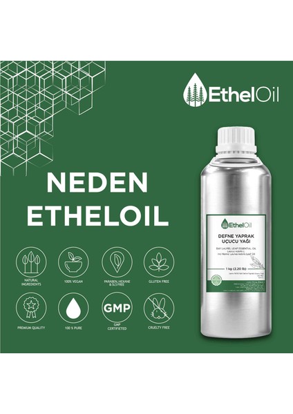 Defne Yaprak Uçucu Yağı - Etheloil - 1 KG - Saf ve Doğal Uçucu Yağ - Üretici Firma