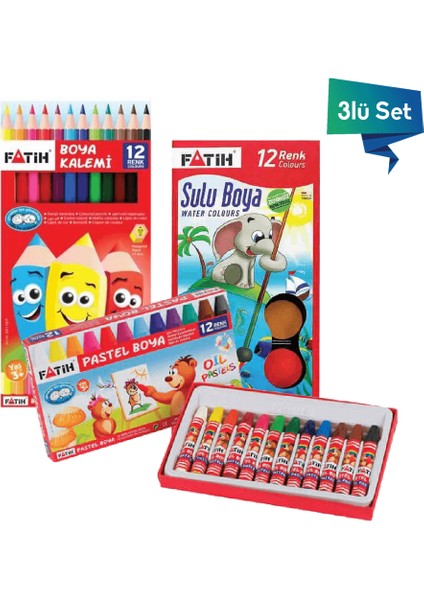 12 Renk Boyama Seti 3'lü