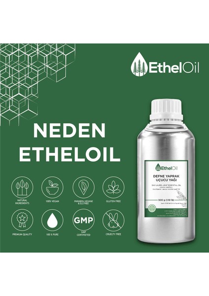 Defne Yaprak Uçucu Yağı - Etheloil - 500 GR - Saf ve Doğal Uçucu Yağ - Üretici Firma indirimleri