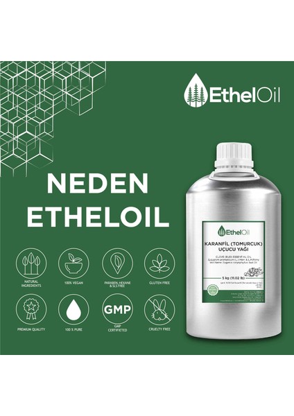 Karanfil (Tomurcuk) Uçucu Yağı - Etheloil - 5 KG - Saf ve Doğal Uçucu Yağ - Üretici Firma