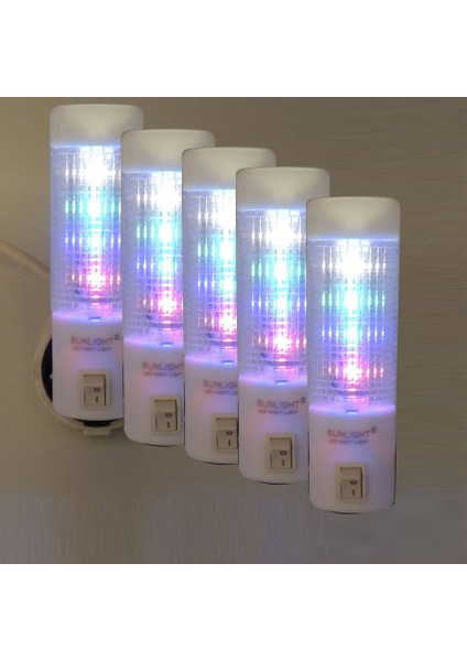 Uzun LED Gece Lambası 0,5W Tasarruflu Işıklı Fişli Düğmeli 5 Adet