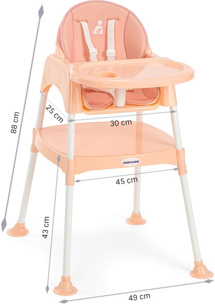 Wellgro Pretty 3in1 Çalışma Masalı Mama Sandalyesi