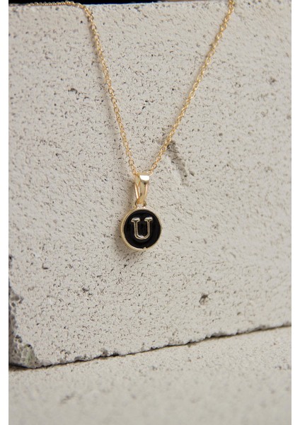 Gold Mineli Harf Kolye