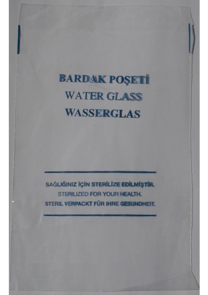 Bardak Poşeti Sterilize Yazılı Poşet 145 x 245 mm 250'li