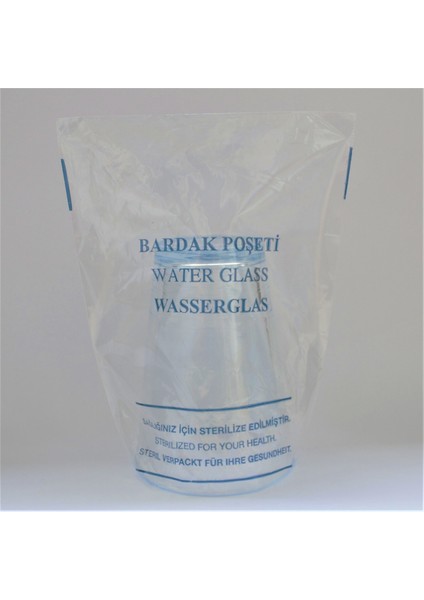 Bardak Poşeti Sterilize Yazılı Poşet 145 x 245 mm 250'li