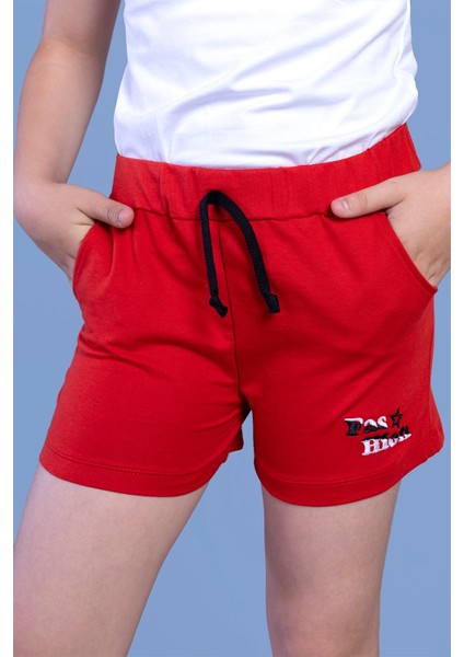 Toontoy Kız Çocuk Iki Yanı Cepli Arkası Baskı Detaylı Şort