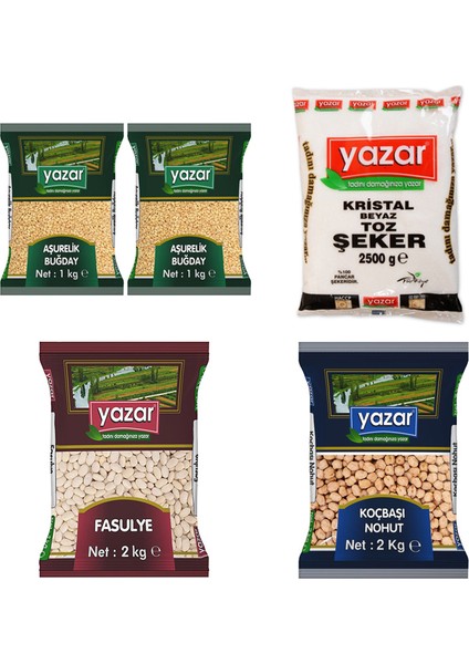 Buğday 2 kg + Fasulye 2 kg + Toz Şeker 2,5 kg + Nohut 2 kg Aşure Paketi