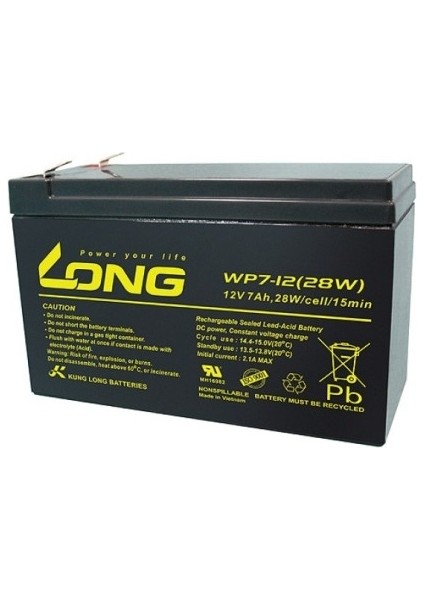 WP7-12 12Volt 7Ah Kuru Tip Akü