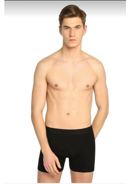 Erkek Siyah Likralı Boxer 3'lü Paket