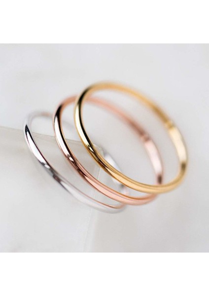 Gümüş Sade Minimal Yüzük Alyans 925 Ayar 3 Renk Rose Gold Gümüş Renk