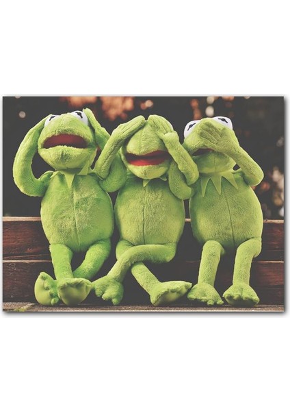 Cakatablo Ahşap Tablo Kurbağa Kermit Görmedim Duymadım Bilmiyorum
