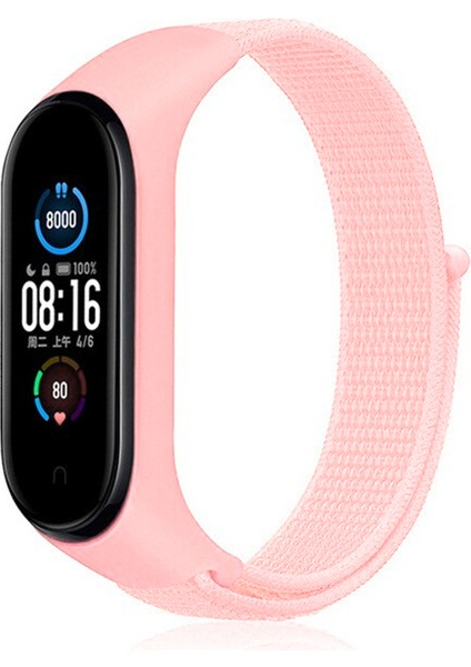 Xiaomi Mi Band 5 Hasır Örme Kayış Pembe - Ky4