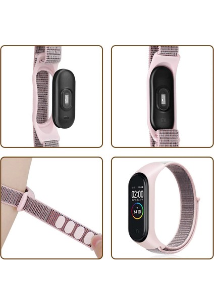 Xiaomi Mi Band 5 Hasır Örme Kayış Su Yeşili-Sarı - Ky4 modelleri