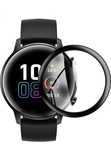 Honor Watch Magic 2 42 mm Tam Kaplayan Kavisli Ekran Koruyucu 3D Pet Film - Siyah