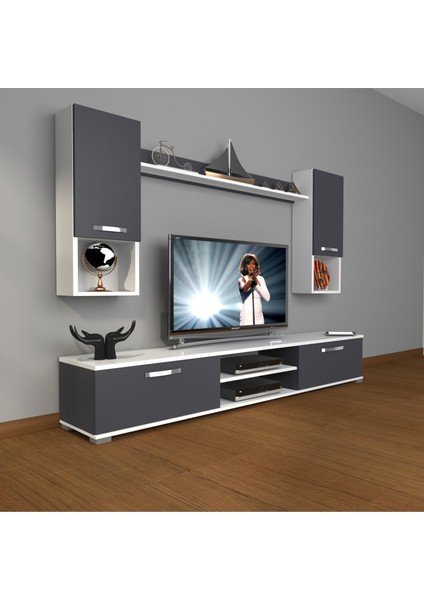Eko 5da Mdf DVD Tv Ünitesi Tv Sehpası Beyaz Antrasit