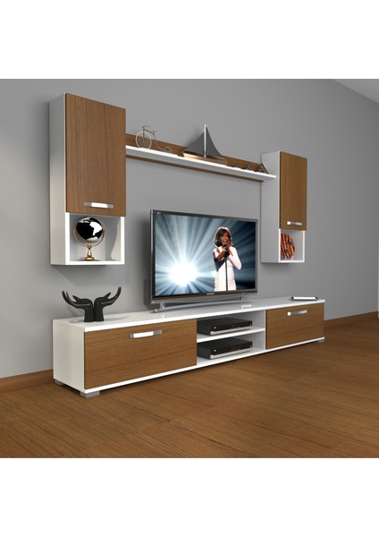Eko 5da Mdf DVD Tv Ünitesi Tv Sehpası Beyaz Ceviz