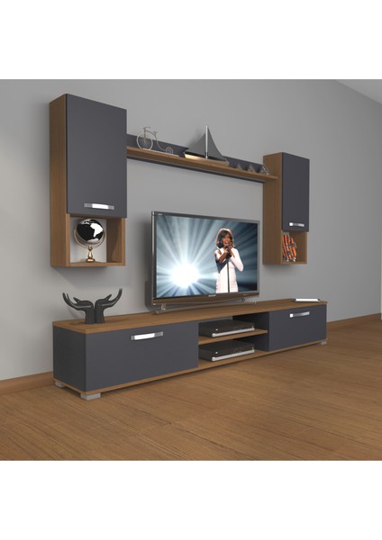 Eko 5da Mdf DVD Tv Ünitesi Tv Sehpası Ceviz Antrasit