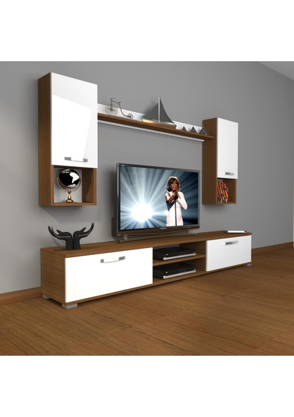 Eko 5da Mdf DVD Tv Ünitesi Tv Sehpası Ceviz Beyaz