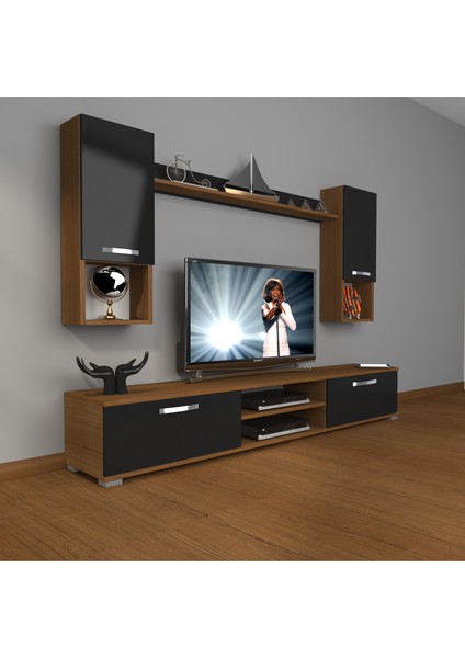 Eko 5da Mdf DVD Tv Ünitesi Tv Sehpası Ceviz Siyah