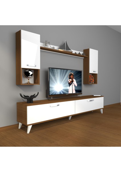 Eko 5da Mdf Std Retro Tv Ünitesi Tv Sehpası Ceviz Beyaz
