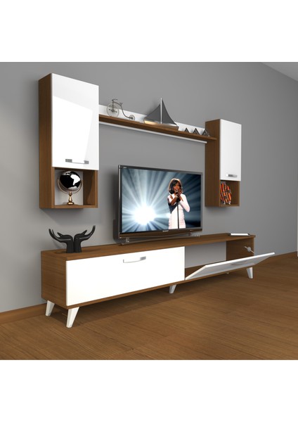Eko 5da Mdf Std Retro Tv Ünitesi Tv Sehpası Ceviz Beyaz