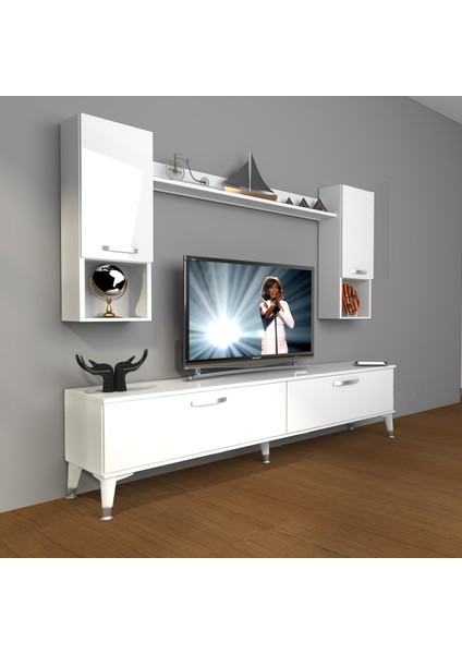 Eko 5da Mdf Std Silver Tv Ünitesi Tv Sehpası Parlak Beyaz